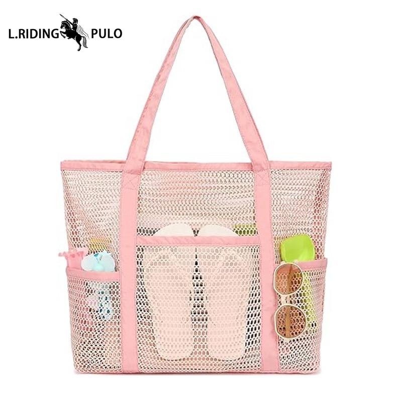 Large Mesh Beach Bag, Large Capacity, Multi-pocket Swimming Bag, Multi-functional Portable Handbag for Showering and Storage