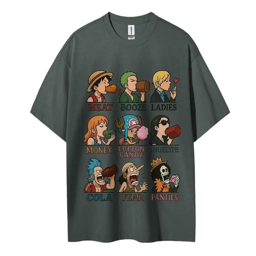 One Piece Cotton Unisex Round Neck Anime Tshirt Mens and Womens Boys and Girls Summer New Fashion Breathable Street TShirt