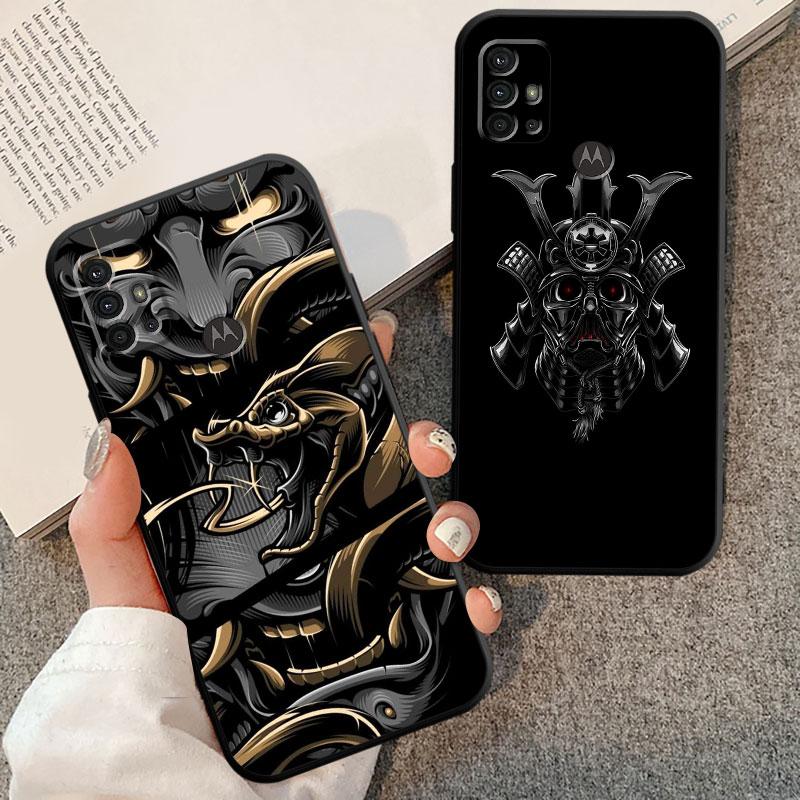 Samurai Oni Mask Case for Motorola Moto G60 G9 Power Lite G31 G32 G200 G52 G72 G50 G30 G51 G71 5G G22 Cover TPU Soft