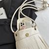 2025 New Trend Niche Design Fringed Mobile Phone Bag Women's Hand Shoulder Messenger Bag Retro Hong Kong Style Bucket Bag