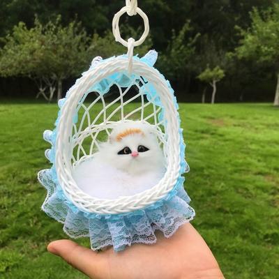 Realistic Cat Toy with Sound Portable Lace Flower Basket Simulated Artificial