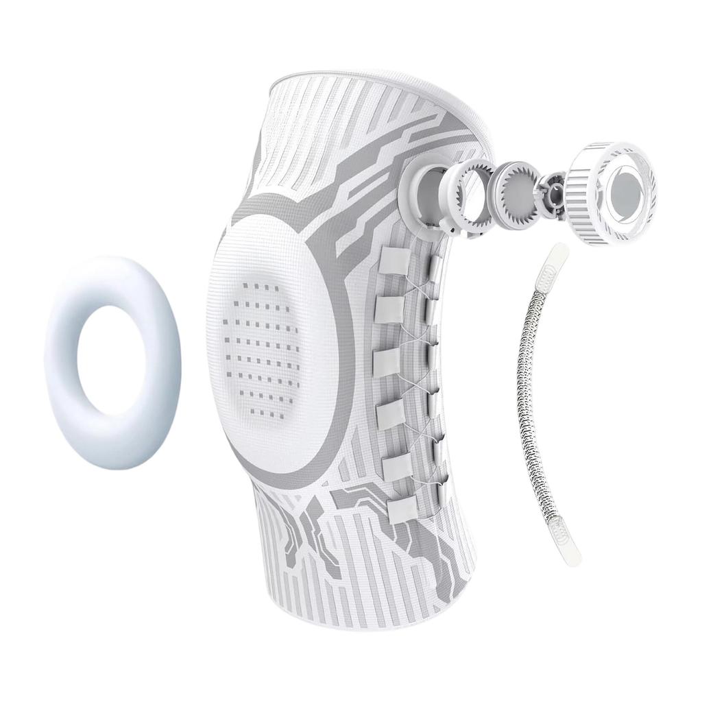 Verstelbare Lock Kniebrace voor Hardlopen en Basketbal met Veerondersteuning en Siliconen Pad Compressie Sleeve
