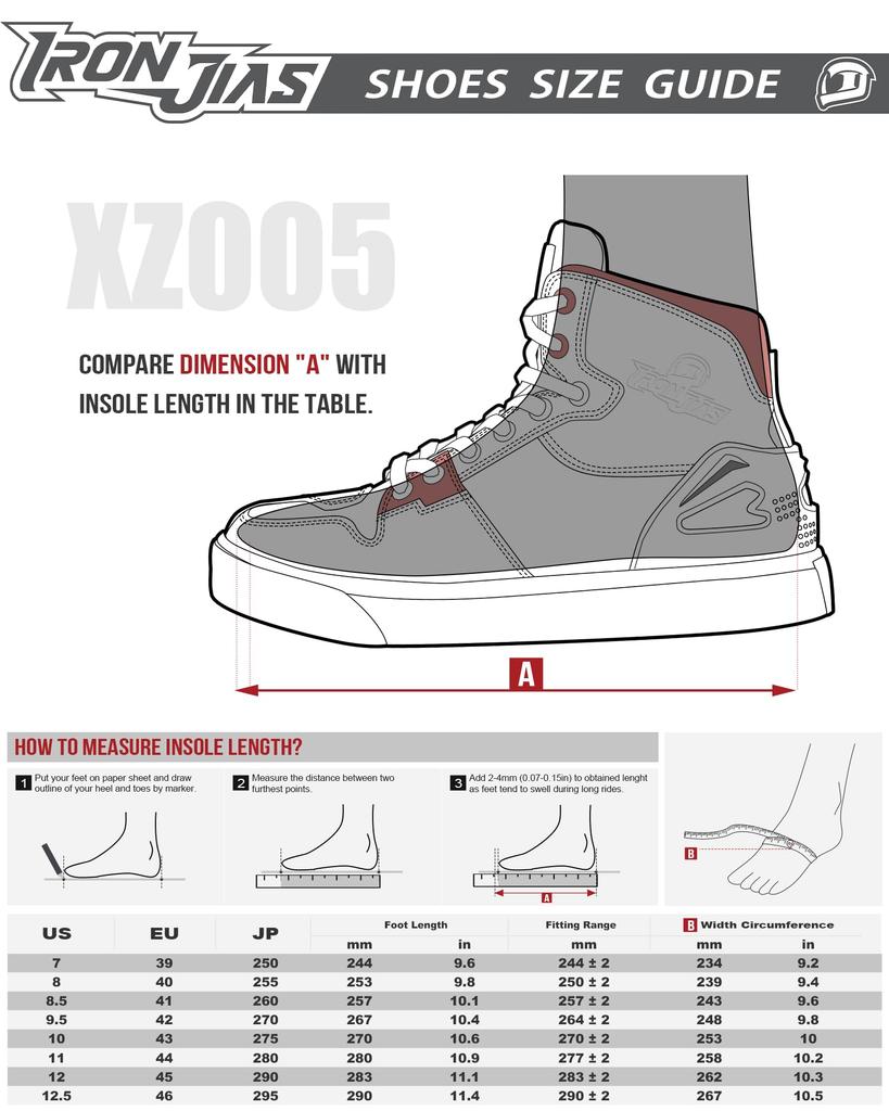 Grapelet Men's Motorcycle Riding Shoes Protective Sneakers Side Zipper Black 28.0cm