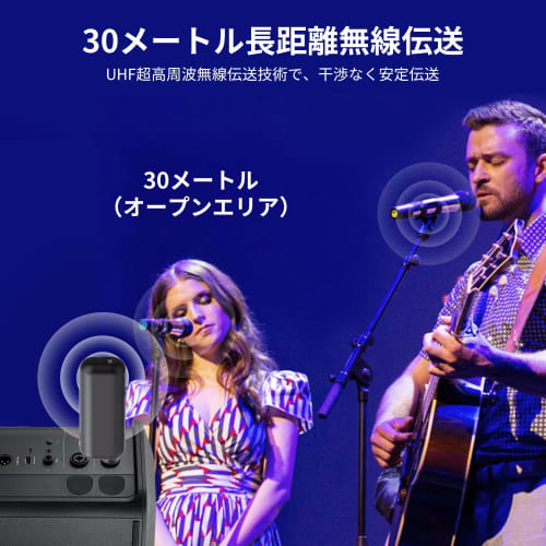 XIAOKOA Dynamic Wireless Microphone, Handheld Karaoke Microphone for Two People, UHF 30m Stable Transmission, Type-C Rechargeable, Noise Reduction, Mu
