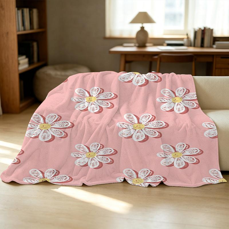 Floral Flannel Blanket,No Shedding Soft Cozy Warm Breathable Ideal for Home, Movie Nights, Christmas & Halloween Decor