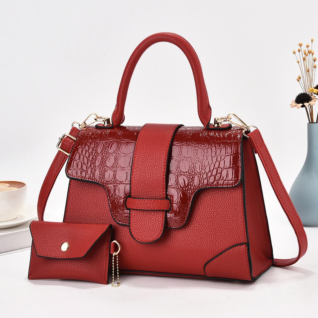 Women's Vegan Leather Tote Bag Stylish Top-Handle Satchel Crossbody Shoulder Bag Handbag Purse with Clutch Wallet