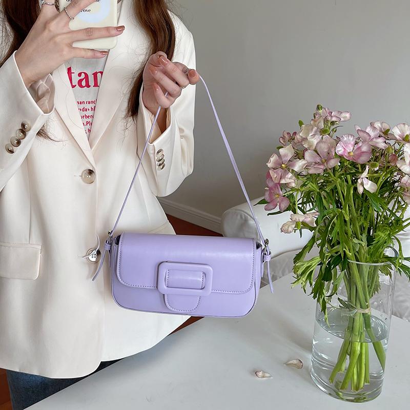 Vintage Design Women Underarm Bag Solid Color Female Girls Small Shoulder Bags PU Leather Ladies Purse Handbags Armpit Bag