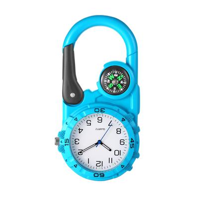 Lancardo Clip Watch, Carabiner Watch, Analog Display, Keychain Watch, Quartz Watch, Compass, Waterproof: Outdoor Pocket Watch, Blue - Unisex