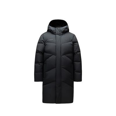 Solid Color Zipper Hooded Long Sleeve Down Jacket Unisex Outerwear Basic-Black 172517902-3