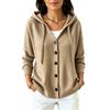 Women's Hooded Knit Cardigan Color Casual Sweater for Everyday Wear