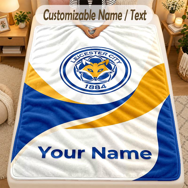 Flannel BlanketLeicester City Custom Name Text Personalized Soft Warm Throw Blanket Home Decor Gift