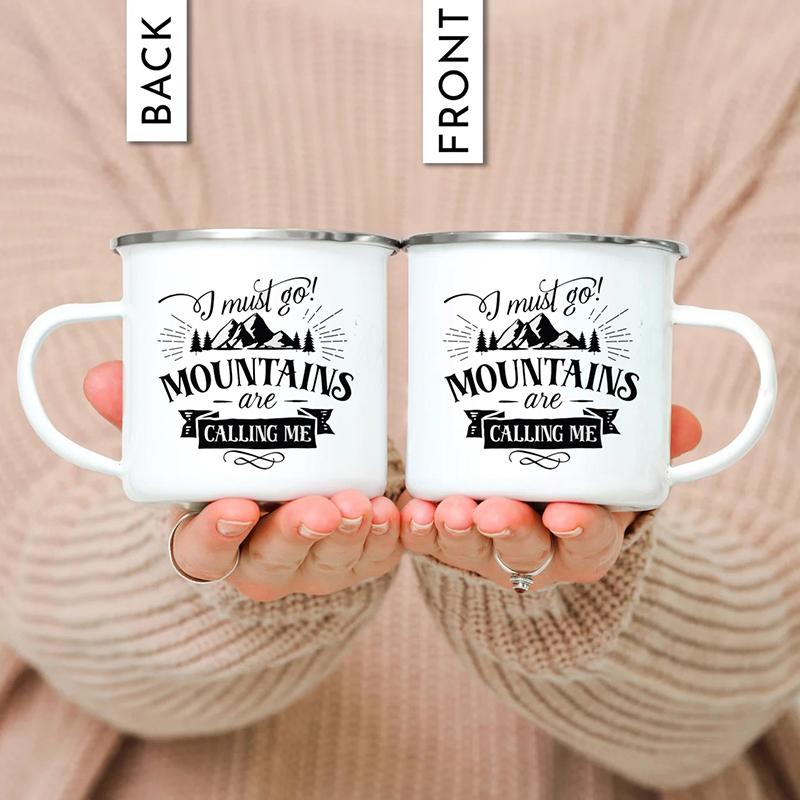 Outdoor Enamel Water Cups, Camping Mug, Campfire Party, Beer Coffee Mugs, Mountain Handle Mug, Best Gifts for Camper Lovers