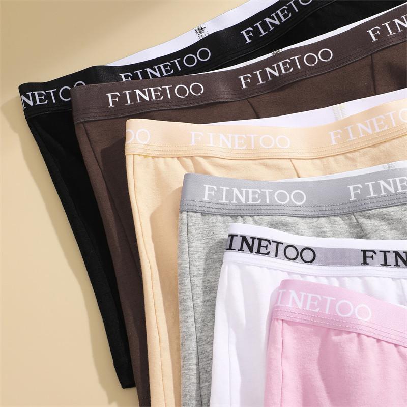 FINETOO Pure Cotton Boxer Panties for Women Solid Color Traceless Lingerie Soft and Comfortable Briefs