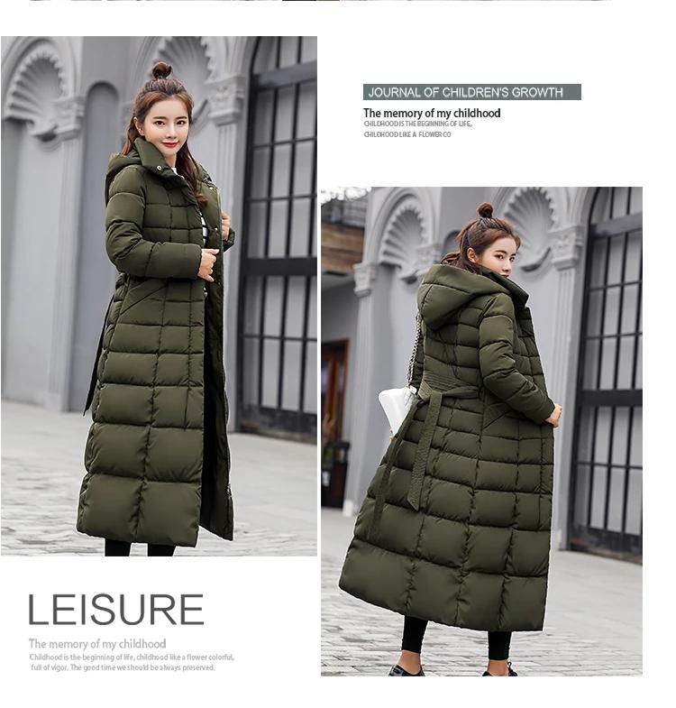 2025 Warm Winter Pink Hooded Long Parka Chaqueta Thick Windproof Overcoat Casual Snow Wear Cotton Padded Women New