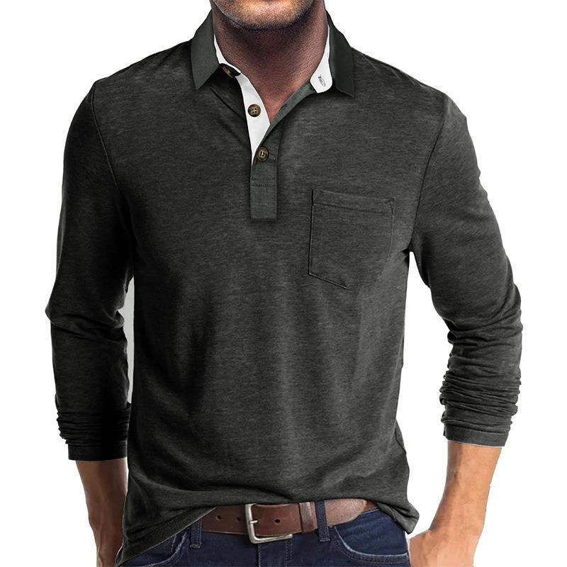 Men S Long Sleeve Polo Shirt Casual Autumn Winter Basic Top