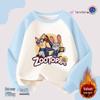 Girls' Zootopia Color Block Hoodie with Lights - Cotton, Raglan Sleeves, Striped, Thin/Plus Velvet, Autumn/Winter