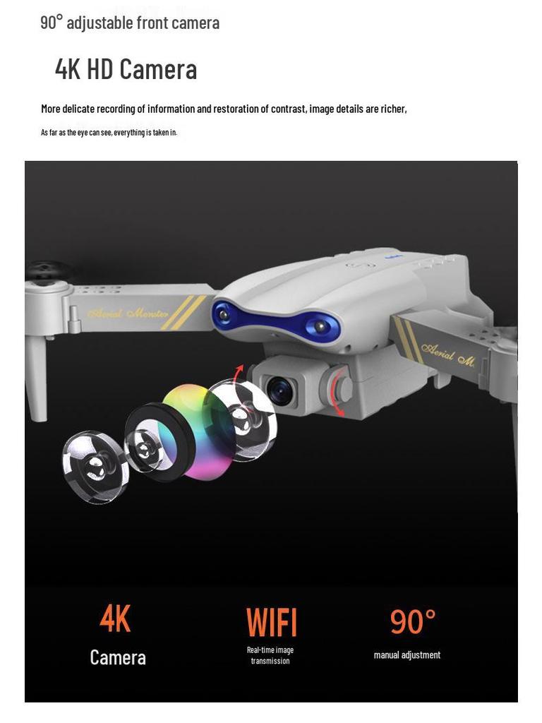 E99 Folding Drone with 4K Dual Cameras: Four-Axis Aerial Photography, Fixed Height, Remote Control Airplane Toy K3.