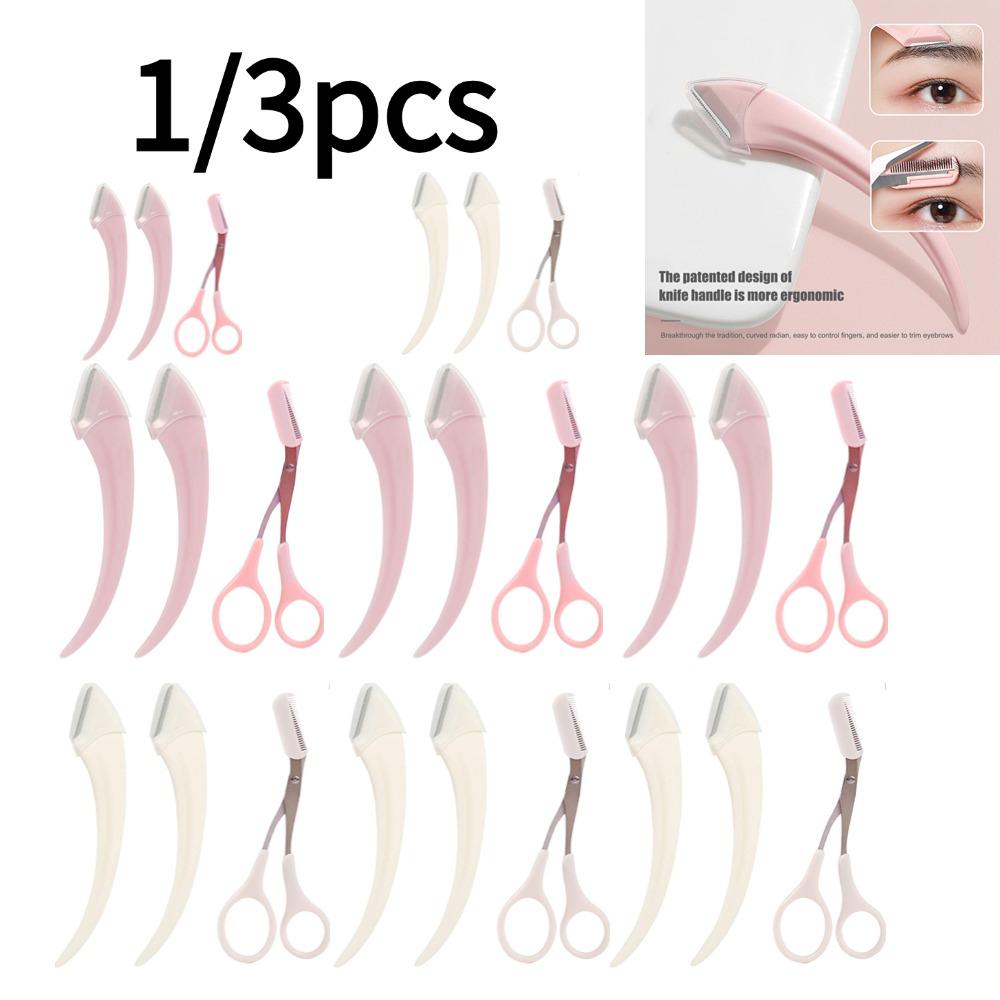 Eyebrow Trimming Knife Face Razor With Comb Brow Trimmer Scraper Accessories For Women Professional Eyebrow Scissors