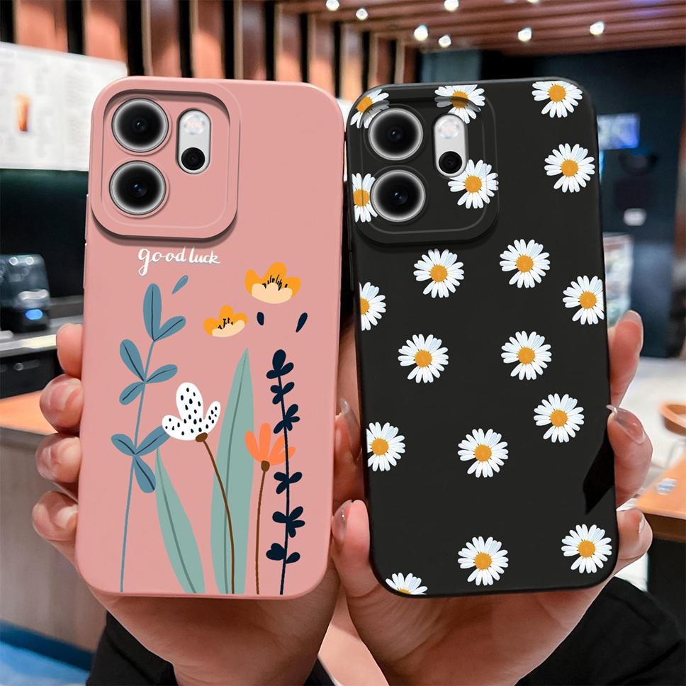 For Oppo Reno 14F 5G Phone Case Sunflower Patterns Soft Liquid Silicone Shell For OppoReno14F 14 F Camera Coverage Durable Capa