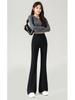 Women's High-Waisted Black Flare Pants - Slim Fit, Stretch, Petite Size, Spring/Autumn 2026 Collection
