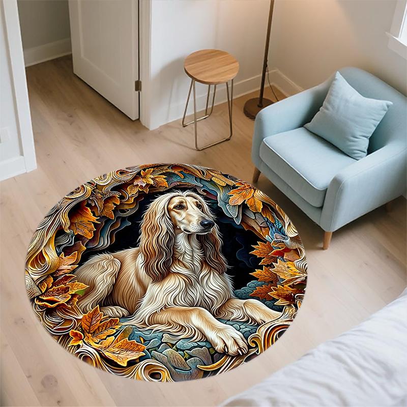 Embossed Dog Round Area Rug,Carpet Rug for Living Room Bedroom Sofa Playroom Decor,Non-slip Floor Mat