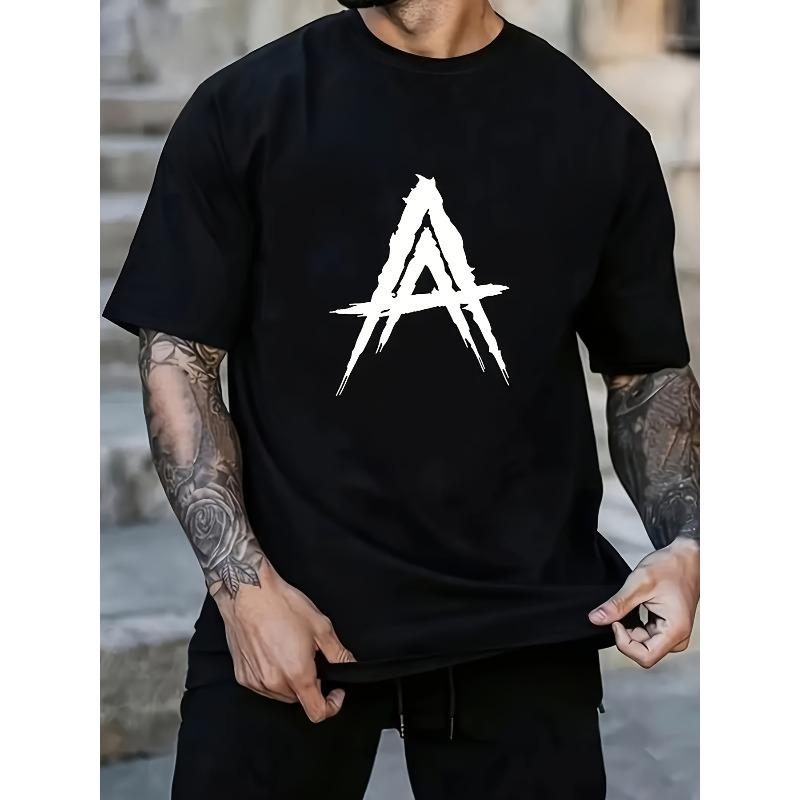 

Европейские размеры Мужская Повседневная Спортивная Модная Футболка с коротким рукавом Модный узор 2D-печать, Эластичная Удобная для спорта, Повседневная носка - Обычная посадка Круглый вырез S чёрный