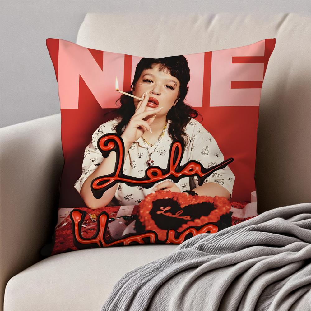 New Pop Singer LLola Young Cushion Cover Pillowcase Antidustmite Invisible Zipper Short Plush Sofa Cushion