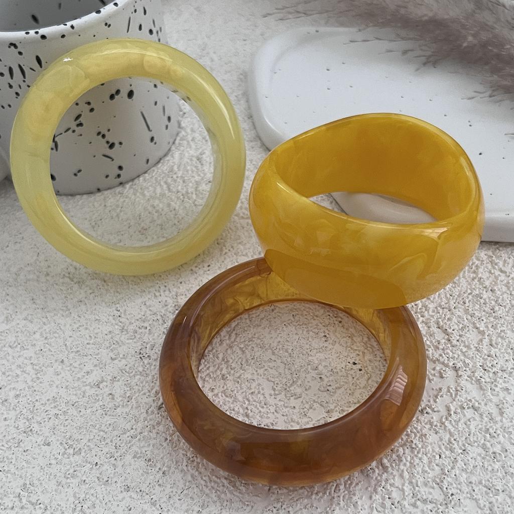 SHIXIN New Fashion Orange Yellow Resin Acrylic Thick Bangle Bracelets for Women Punk Irregular Large Wide Bangle Lady Jewelry