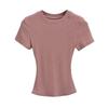 Trendy Women's Ribbed Slim Fit Short Sleeve T-Shirt with Sexy Round Neck and Straight Shoulders.