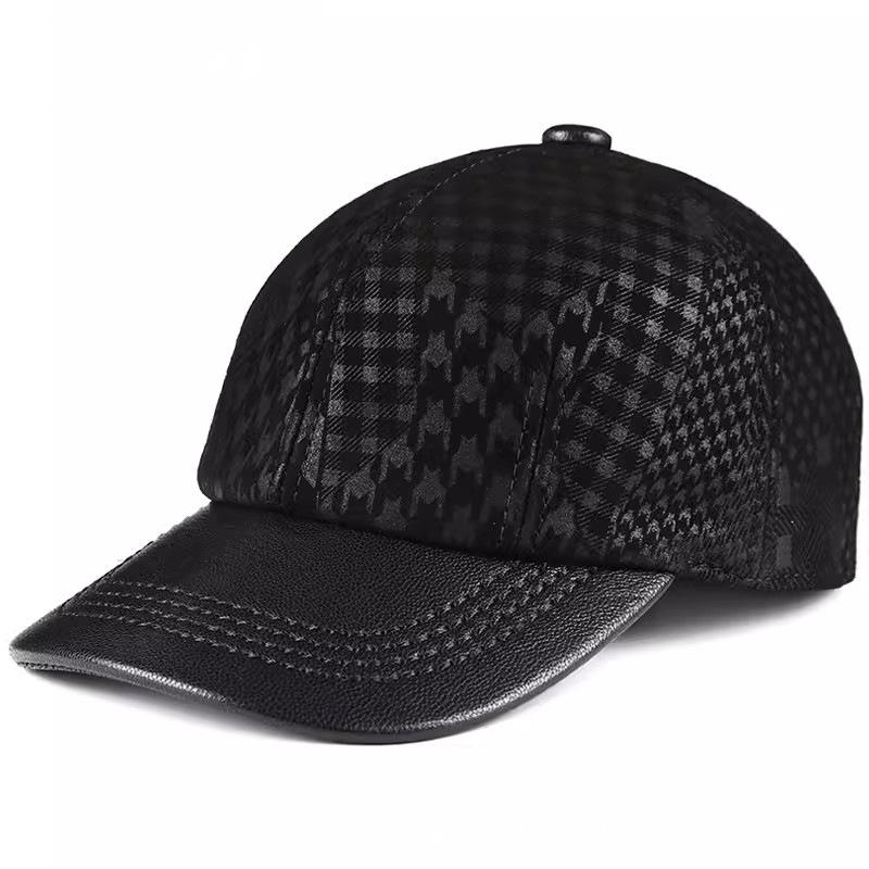 Men's Sheepskin Duckbill Cap: Autumn/Winter Outdoor Leisure Hat for Middle-aged & Elderly