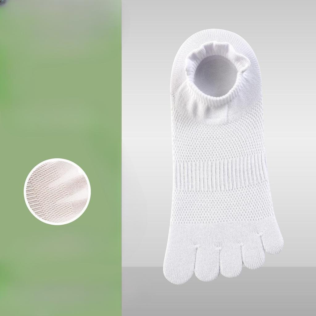 Five-finger Socks, Men's Solid Color Mesh Socks, Men's and Women's Boat Socks, Cotton Anti-odor Toe Socks, Sweat-absorbing and Breathable