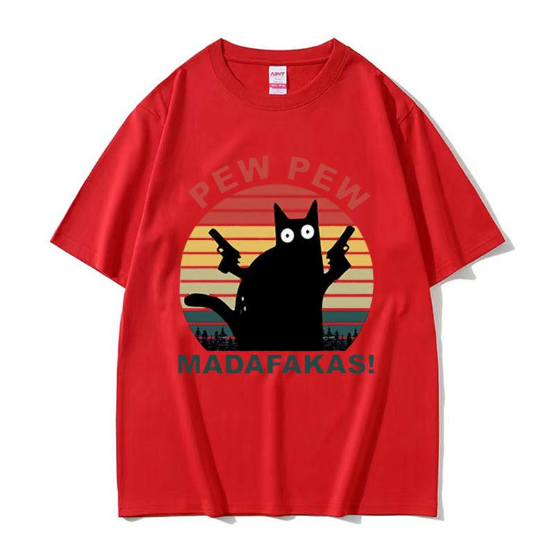 Pew Pew Madafakas Cute Cat Funny Cats Lovers Meme Tee Shirt Men Women Harajuku Clothing Tshirt Fashion Aesthetic Cotton T Shirt