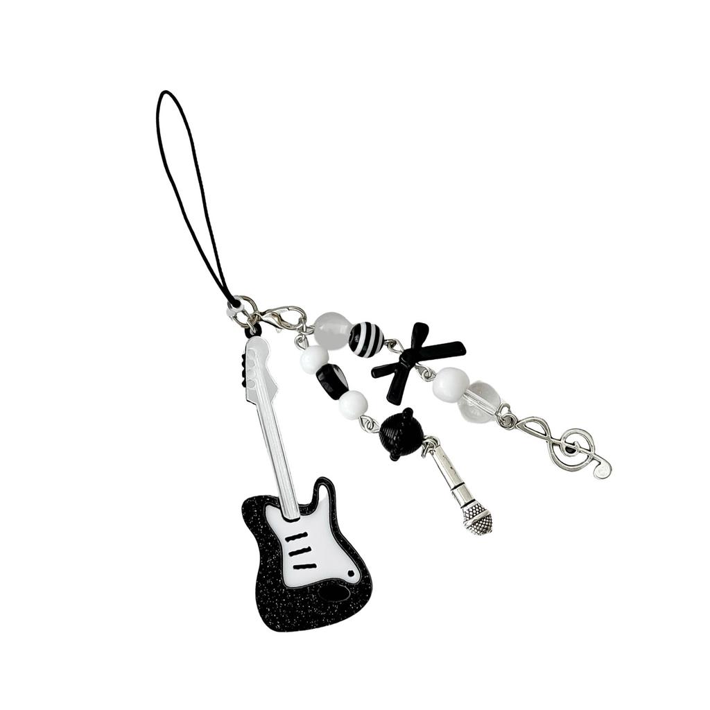 Aesthetic Music Guitar Keychain Cuteness Keyrings Hanging Pendant Suitable for Girls and Women Music Lovers Present