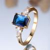 Trendy Blue Zircon Crystal Squarel Stone Vintage Gold Color Wedding Bands Engagement Rings For Wome
