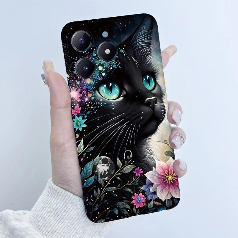 Para Realme C61 C63 Funda de Teléfono Diseño de Niña con Flores Silicona Suave TPU Carcasa Trasera para Realme Narzo N63 C 63 Fundas RealmeC61