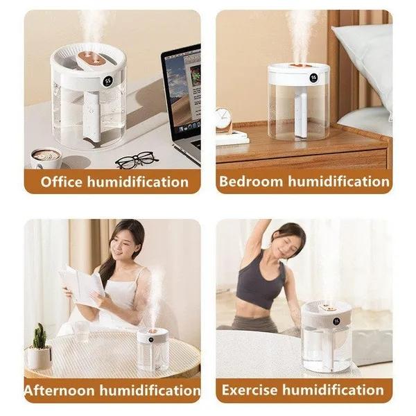 2L Double Nozzle Air Humidifier LCD Humidity Display Large Capacity Aroma Essential Oil Diffuser