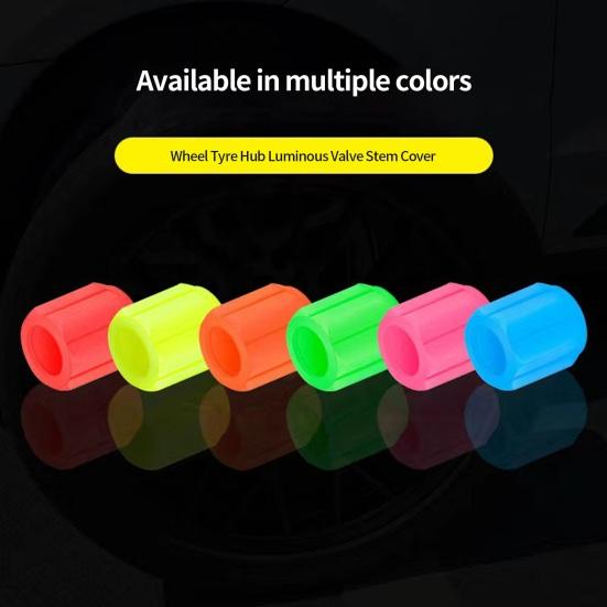 12Pcs Car Valve Hat Fluorescent Night Glowing Dust-proof Glow-in-the-dark Wheel Tyre Hub Luminous Valve