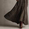 Damen kariertes Hemdblusenkleid, V-Ausschnitt, einreihig, mit Schlitz, Maxikleid