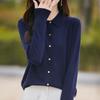 Polo Collar Knitted Cardigan: Slim Fit, Solid Color, Versatile for Spring & Autumn Women's Business Casual Wear