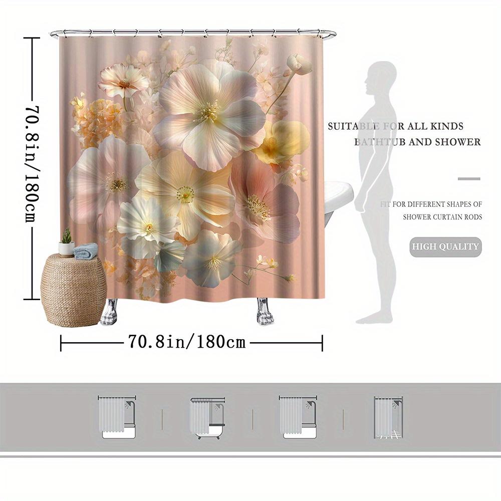 Floral Shower Curtain - Vibrant Pink & White Flowers, Fade-Resistant Polyester, All-Season Bathroom Decor