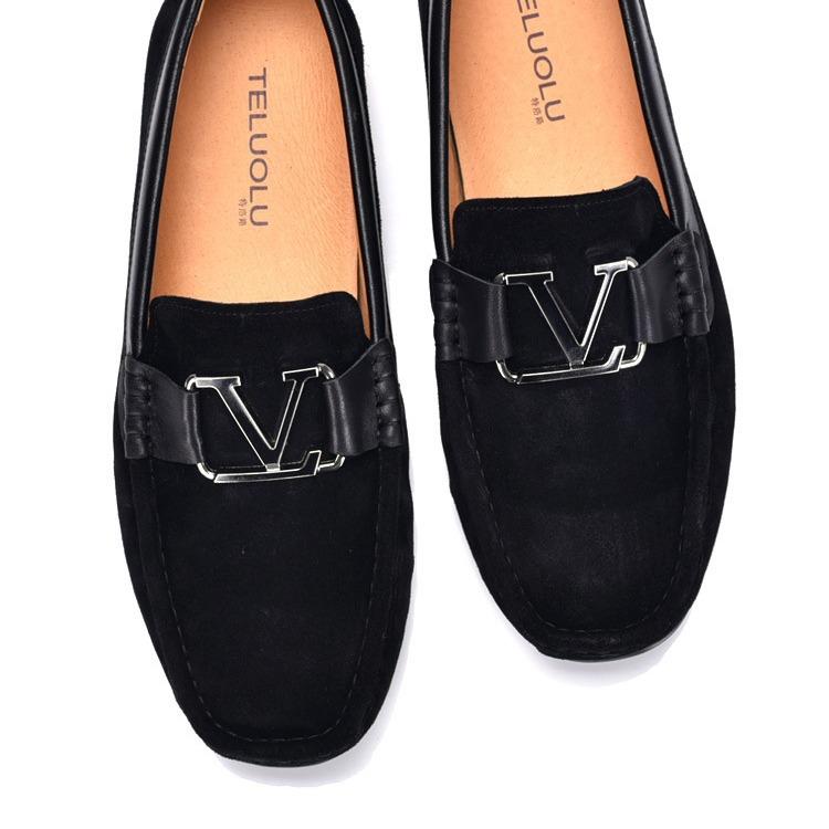 European Station Leather Frosted Leather Versatile Men'S Doudou Shoes Driver Driving Foot Sleeve Trend Breathable Loafers Men'S Shoes