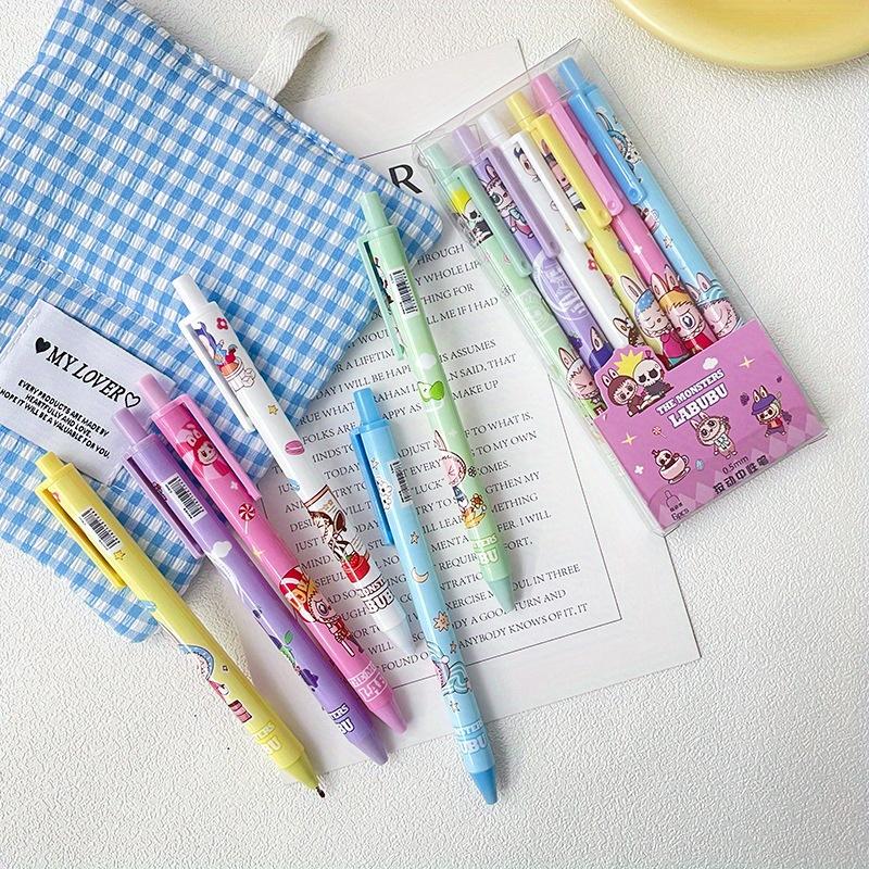 6ks Roztomilý Beauty Labubu Neutrální Hrot Pera Škola Psaní Zkouška Měkký Úchop Hladké Rychleschnoucí 0.5mm Černé Pero Studentská Učební Pomůcka Zpět do Školy