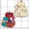 10 Color Enamel Alloy Cartoon Cat Charms Pendants for DIY Jewelry