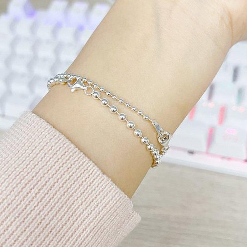Silver ball 3mm silver bracelet son gift daughter mother birthday men women unisex couple