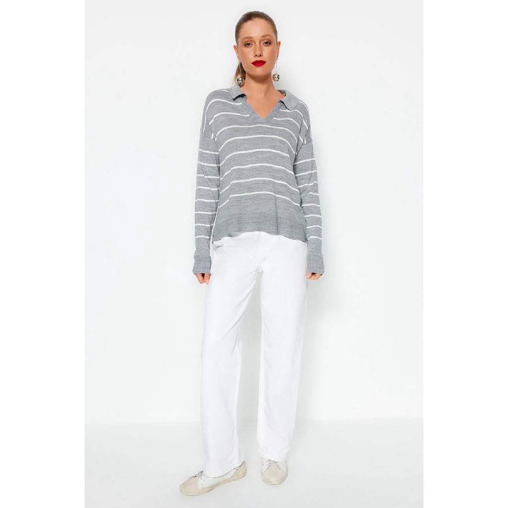 Navy Blue Striped Knitwear Sweater Twoaw22kz0735