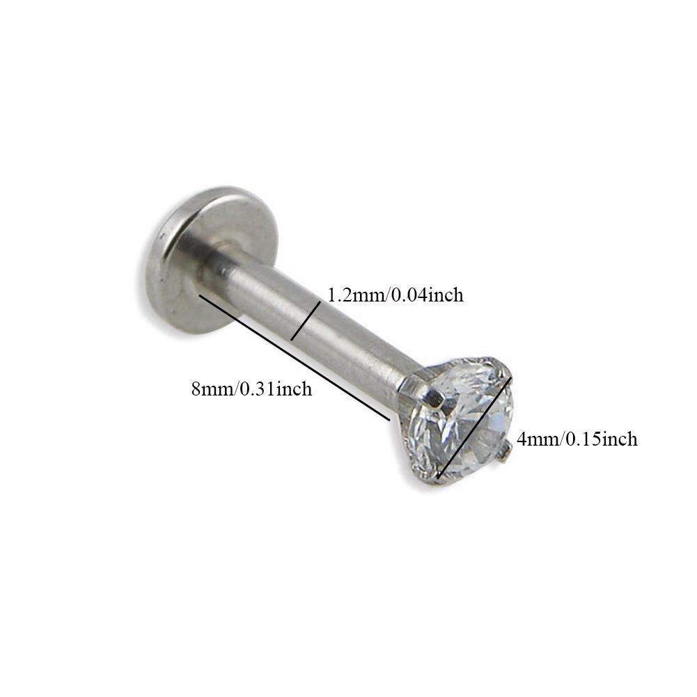 Labret Bars Tragus Bar Lip Cartilage Helix Nose Stud Ear Piercing Tiny CZ Gem