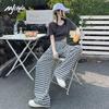 MJ STYLE Women's 2025 New Summer High-Waist Plaid Wide-Leg Casual Pants