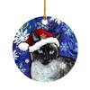 2D Christmas Cat Dog with Hat Pendant Decorative Acrylic Cat Xmas Tree Hanging Ornaments Cartoon Hanging Xmas Dogs Cat Keychain