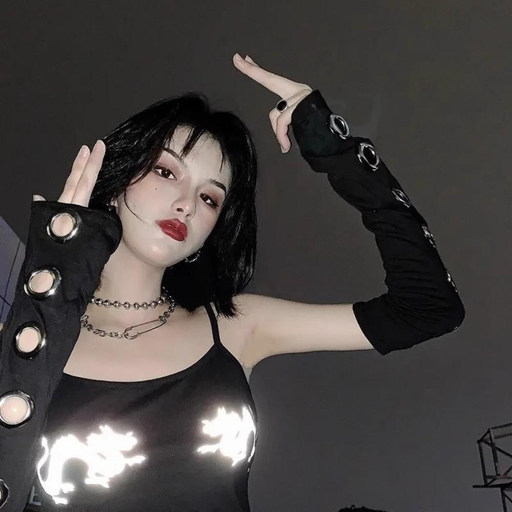 Gothic Fingerless Gloves Buckle Punk Style Sleeves New Street Dance Sleeves Motorcycle Riding