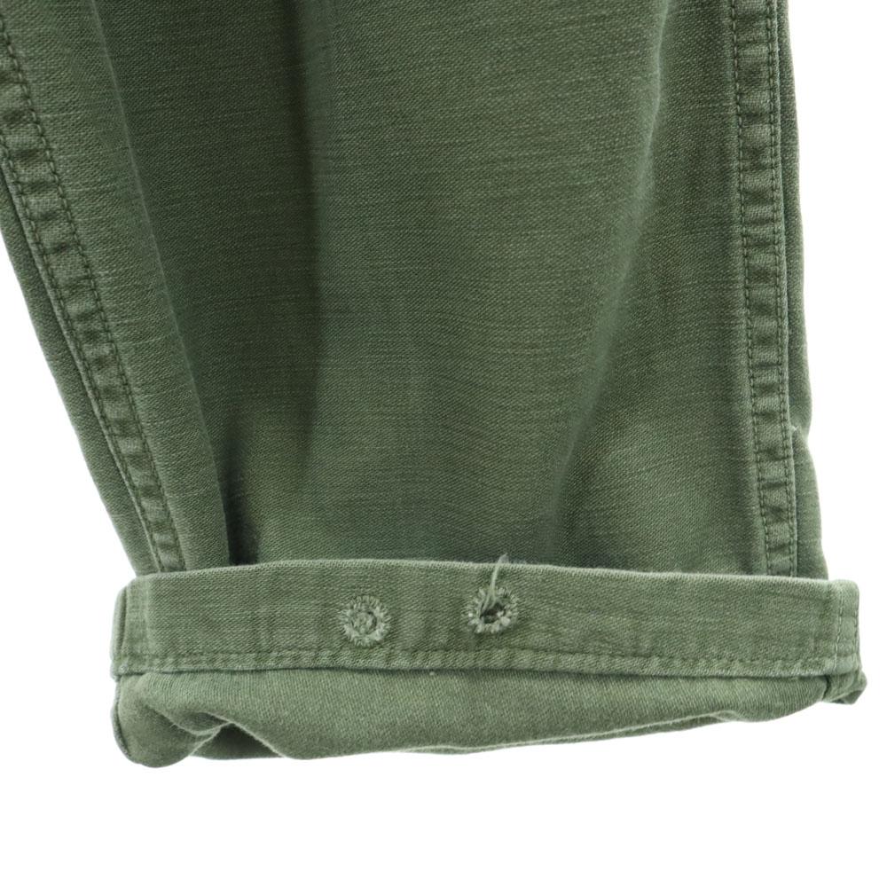 US ARMY 70s DSA Vintage Cotton Satin Baker Pants W30 Khaki Military Men's Used